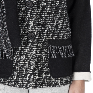 Veste cardigan en maille et laine noir et blanc 